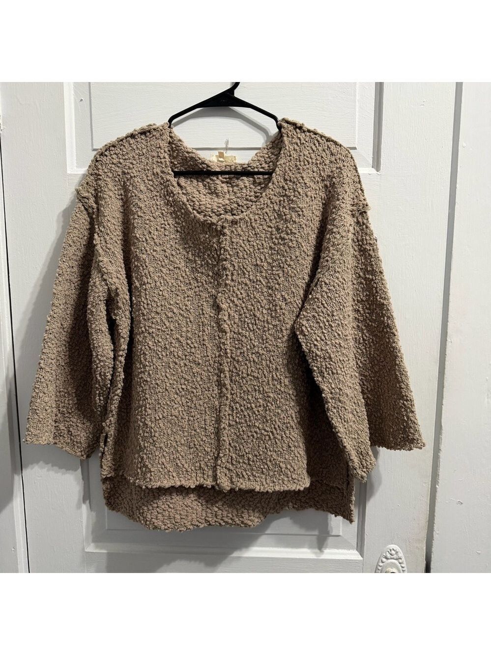 entro Chunky Knit Poncho Style Sweater in Taupe size M - Picture 2 of 7